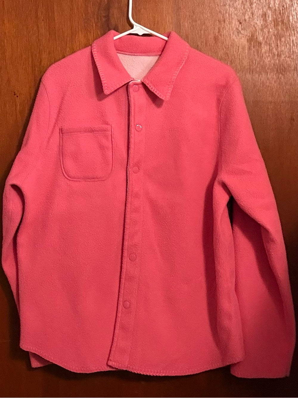 Womens Pink Fleece Reversible Snap Front Shacket Jacket